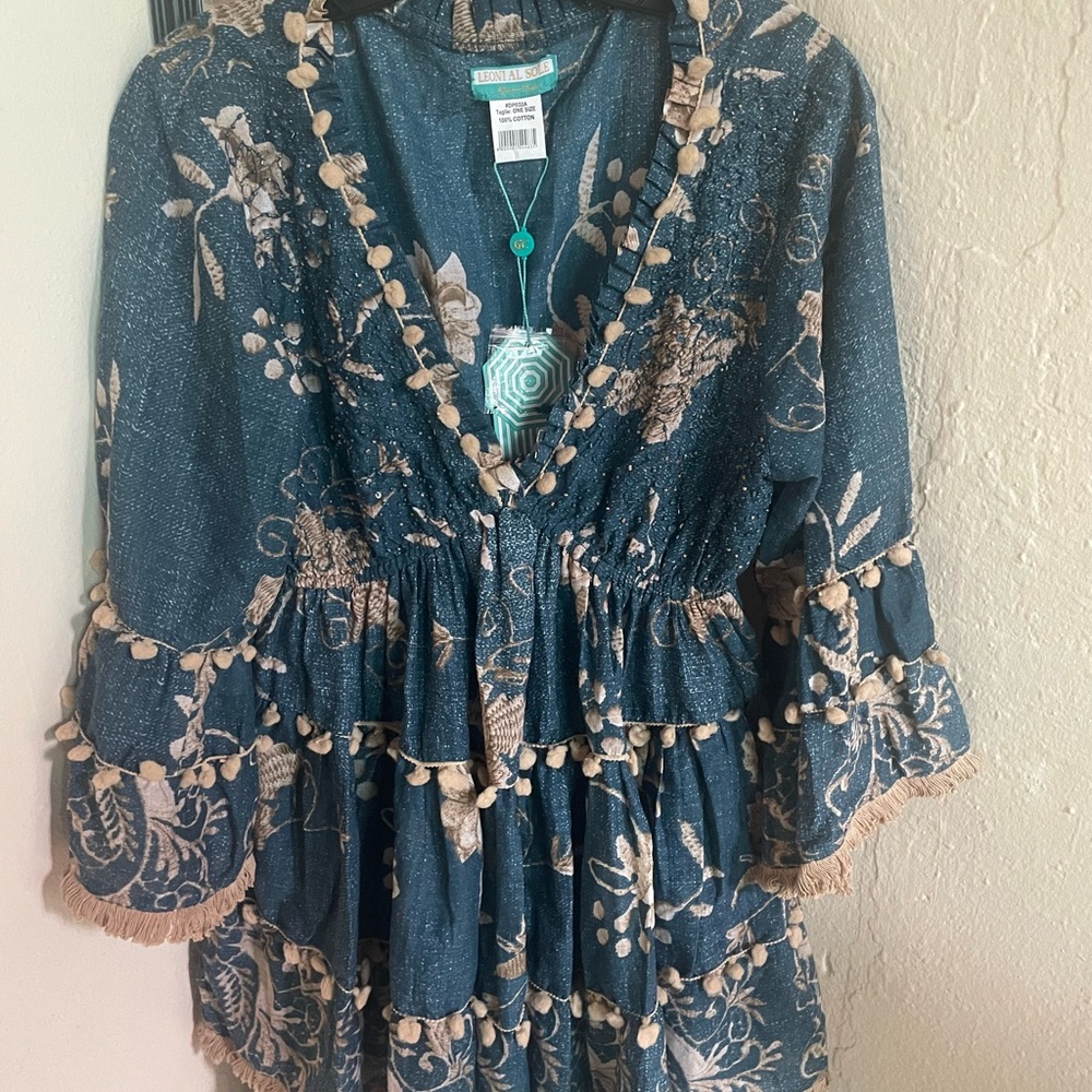 Anthropologie Blue Floral Mini Dress